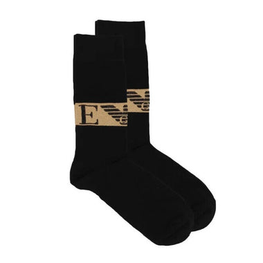 Armani Mens Socks Black & Gold with Gift Tin, One Pair