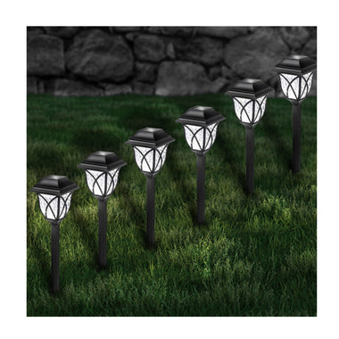 6 Pack Solar Powered LED Stake Lights - Black