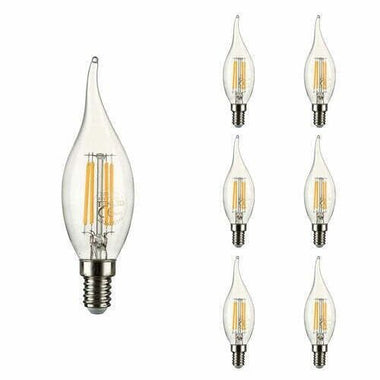 LED Filament Bulb Candle C35 Tail 6W, 2 Packs of 6 bulbs, 12 bulbs