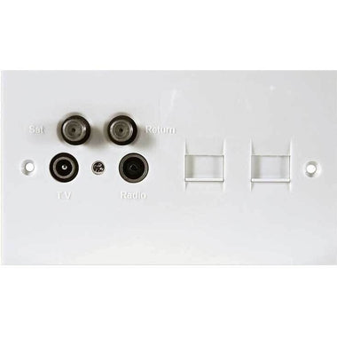 Triax Triplex Outlet Sat, TV, Radio, Return Twin Phone Socket, 304110