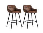 AINPECCA Bar stools Set of 2 Brown Suede Upholstered Seat with Backrest & Armres