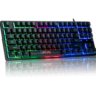 Gaming Keyboard RGB Backlit Compact USB Wired 87 Keys Gaming Keyboard