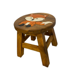 Children’s Stool/Chair Solid Wood with Animal Motif - Friendly Fox