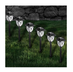 6 Pack Solar Powered LED Stake Lights - Black