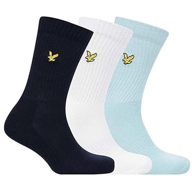 Lyle and Scott Mens Hamilton 3 Pack Sports Socks - White, Navy, Blue, Sizes 7-11