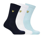 Lyle and Scott Mens Hamilton 3 Pack Sports Socks - White, Navy, Blue, Sizes 7-11