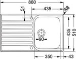 Franke Ascona ASX611-86 1.0 Bowl Stainless Steel Inset Reversible Kitchen Sink