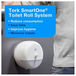 Tork SmartOne Toilet Roll Dispenser White T8, High Capacity, Elevation Range