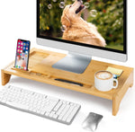 Amada Bamboo Monitor Stand with Phone Grooves & Pen Notches for Home Office