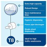 Tork SmartOne Toilet Roll Dispenser White T8, High Capacity, Elevation Range