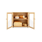 ELT 2-Layers Bamboo Adjustable Bread Box, Double Door Storage Space For Kitchen 36 x 23 x 34cm