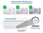 Readan Led Alarm Clock, Bluetooth Speaker & Digital Clock, Large Display and Adjustable Brightness, Snooze and Memory Function