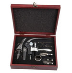 Smaier Steel Wine Opener Set Corkscrew Accessories Wood Case Brand New, Red wine Corkscrew Set with Wood Case