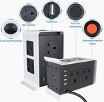 Vertical Multi Socket Station 4 USB Ports 8 Way Outlets Tower Socket Station