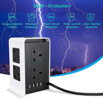 Vertical Multi Socket Station 4 USB Ports 8 Way Outlets Tower Socket Station