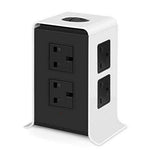 Vertical Multi Socket Station 4 USB Ports 8 Way Outlets Tower Socket Station